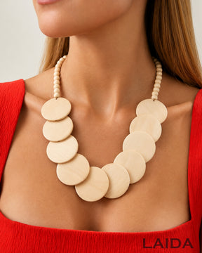 Vintage Off-White Wooden Chain Necklace
