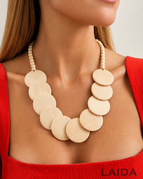Vintage Off-White Wooden Chain Necklace