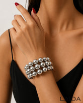 Silver Round Ball Layered Bracelet