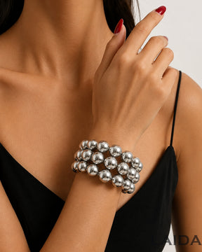 Silver Round Ball Layered Bracelet