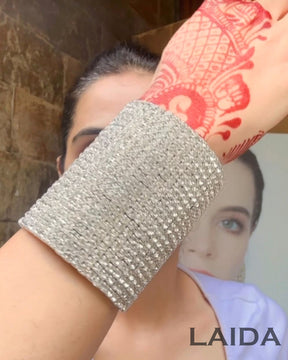 Silver Rhinestone Broad Bracelet