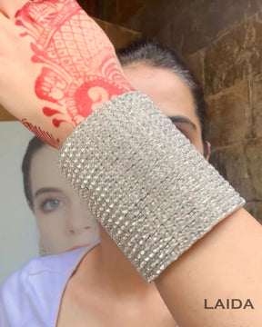 Silver Rhinestone Broad Bracelet