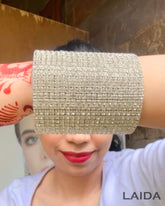 Silver Rhinestone Broad Bracelet