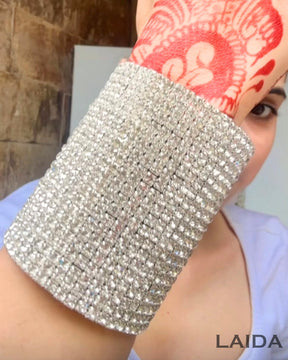 Silver Rhinestone Broad Bracelet