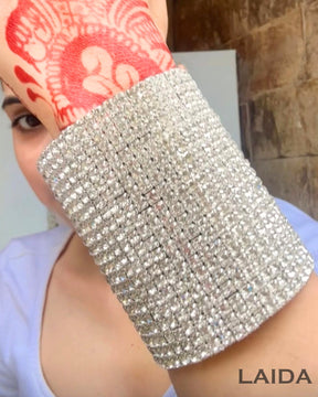 Silver Rhinestone Broad Bracelet