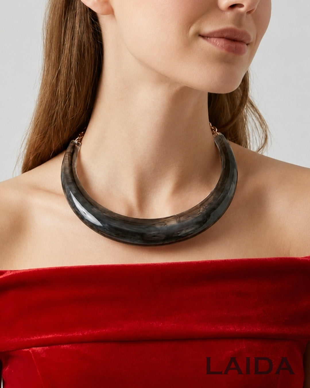 Grey Resin Acrylic Collar Necklace