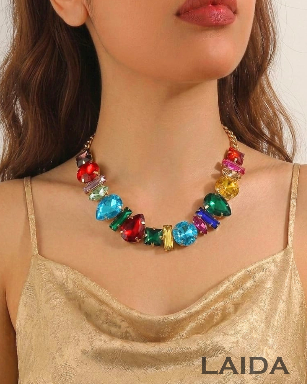 Multi Geometric Crystal Statement Necklace