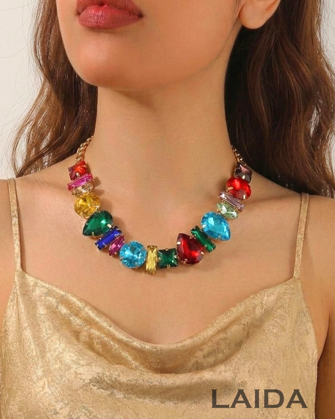 Multi Geometric Crystal Statement Necklace