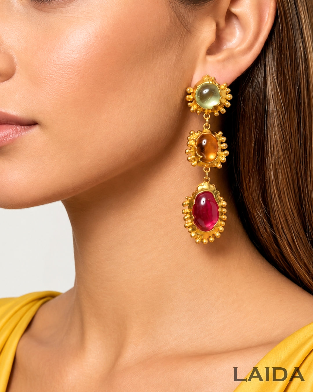 Retro Multi 2 Layered Crystal Drop Earrings
