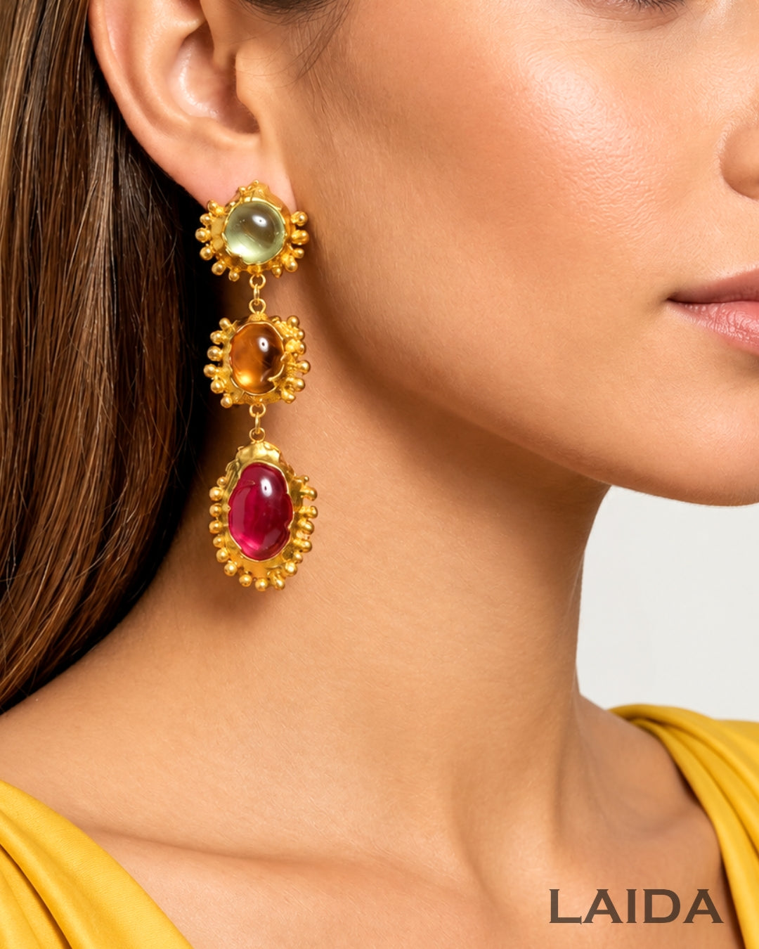 Retro Multi 2 Layered Crystal Drop Earrings