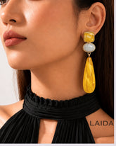 Yellow Resin Drop Earrings