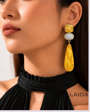 Yellow Resin Drop Earrings