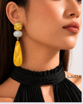 Yellow Resin Drop Earrings