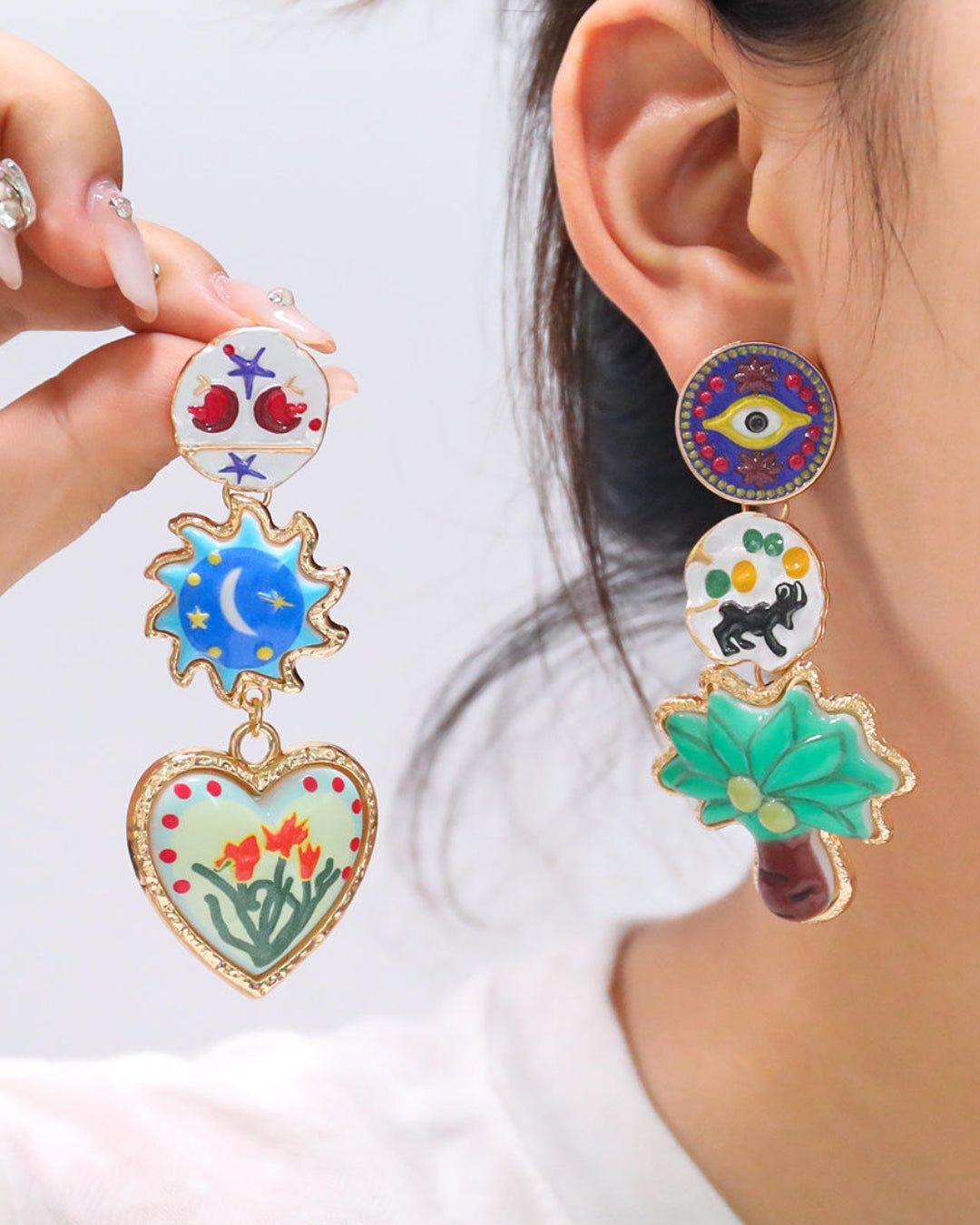 Mismatched Asymmetrical Drop Earrings