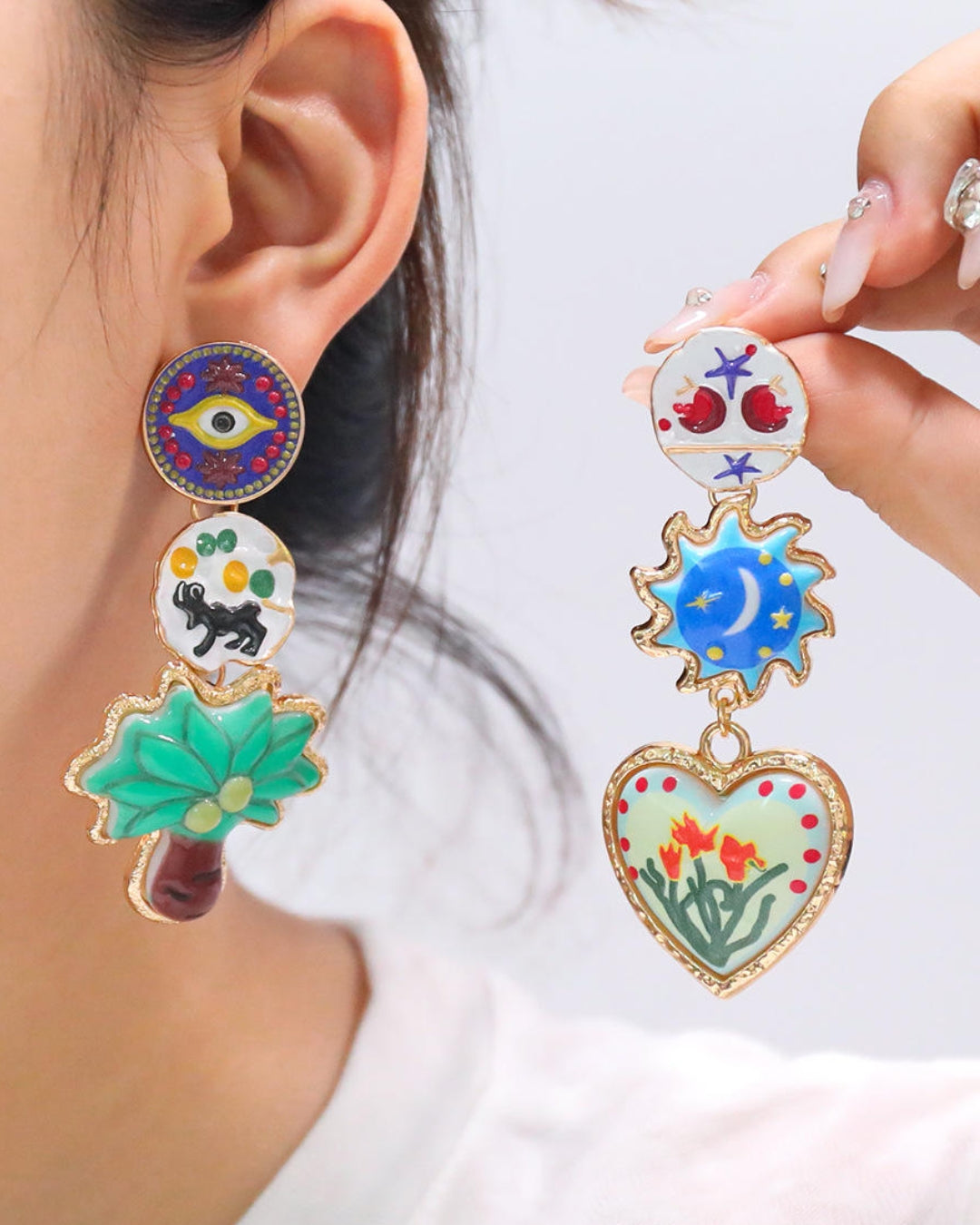 Mismatched Asymmetrical Drop Earrings