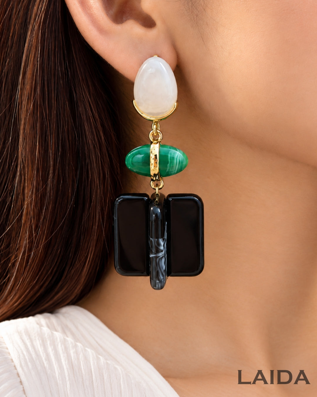 Acrylic Black Square Resin Drop Earrings