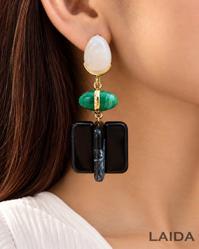 Acrylic Black Square Resin Drop Earrings