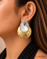 Silver Teardrop Crystal Stud Earrings