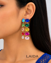 Multi Layer Rhinestone Drop Earrings