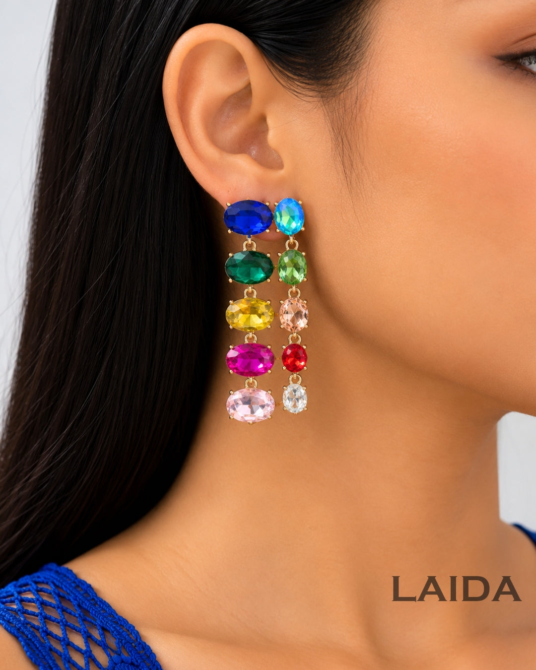 Multi Layer Rhinestone Drop Earrings