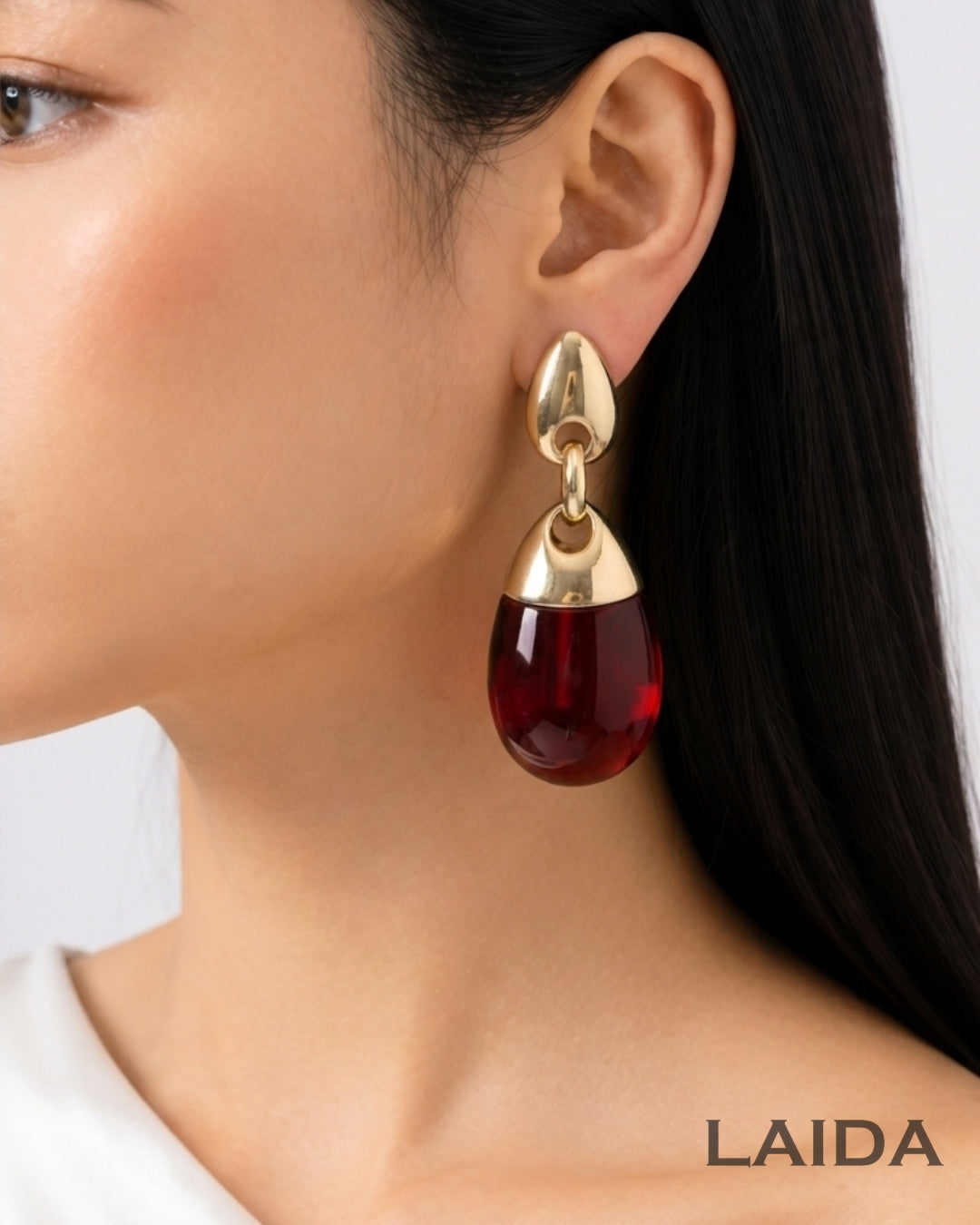 Red Transparent Acrylic Drop Earrings
