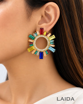 Multi Rhinestone Hollow Stud Earrings