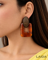 Brown Acrylic Wood Drop Earrings