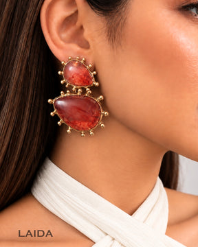 Red Retro Resin Drop Earrings