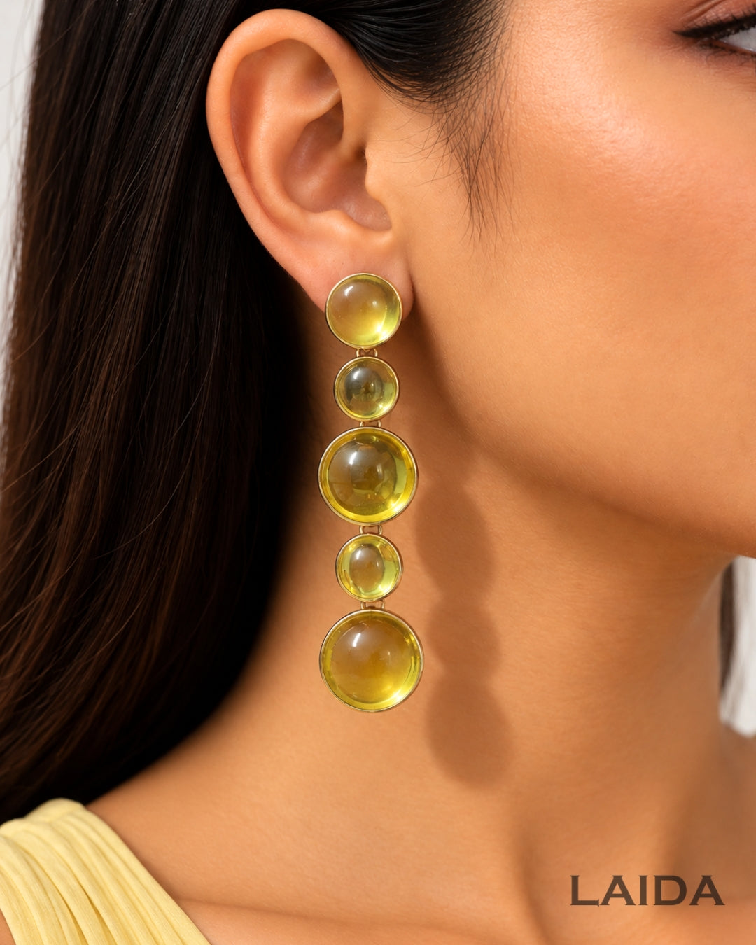 Yellow Bubble Resin Drop Earrings