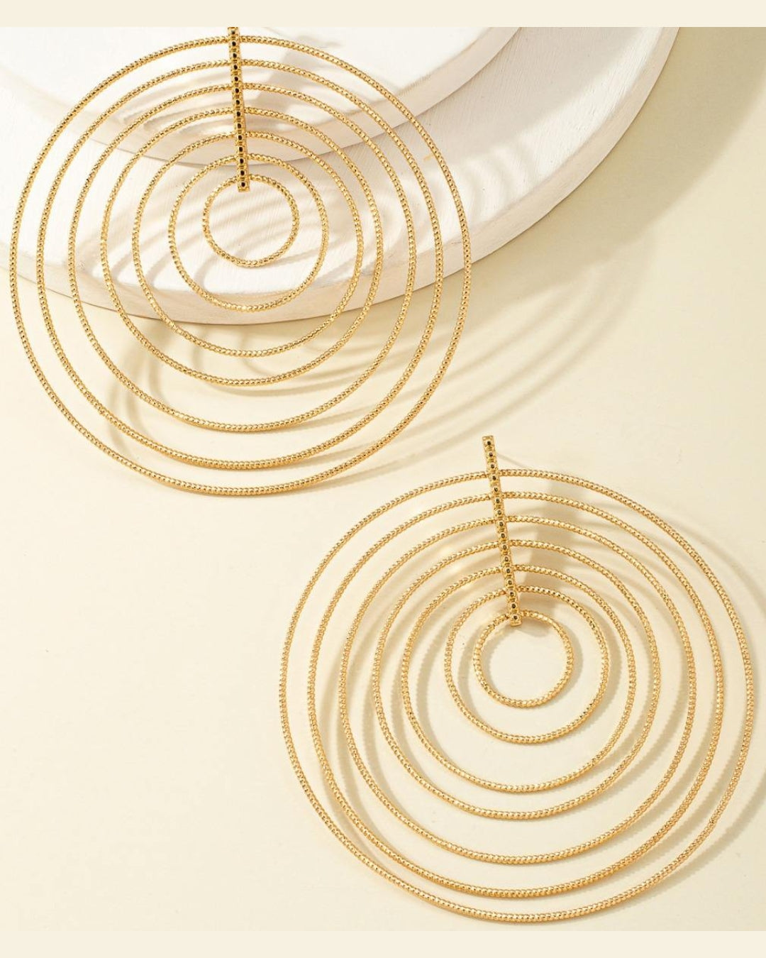 Golden Multi Circles Statement Drop Earrings
