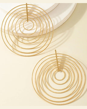 Golden Multi Circles Statement Drop Earrings