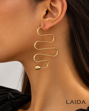 Golden Twisted Line Drop Earrings