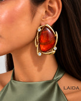 Oversized Orange Stud Earrings