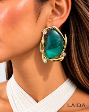 Oversized Turquoise Stud Earrings