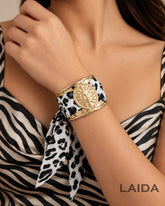 Zebra Print Gold Plated Sun Scarf Bracelet