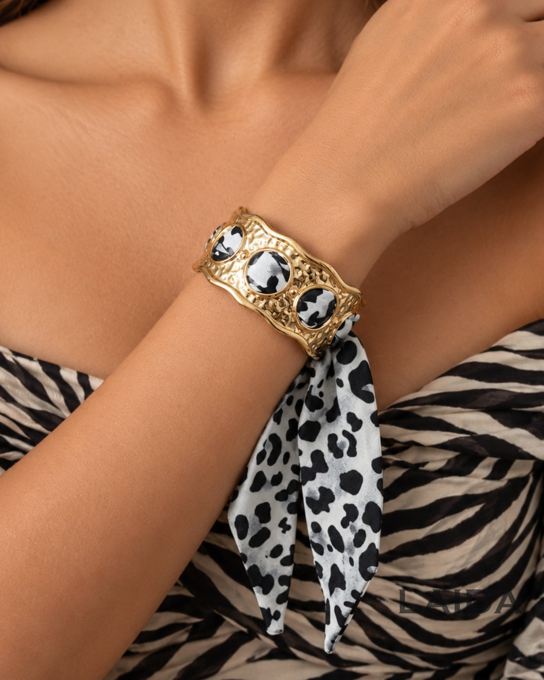 Zebra Print Chunky Scarf Bracelet