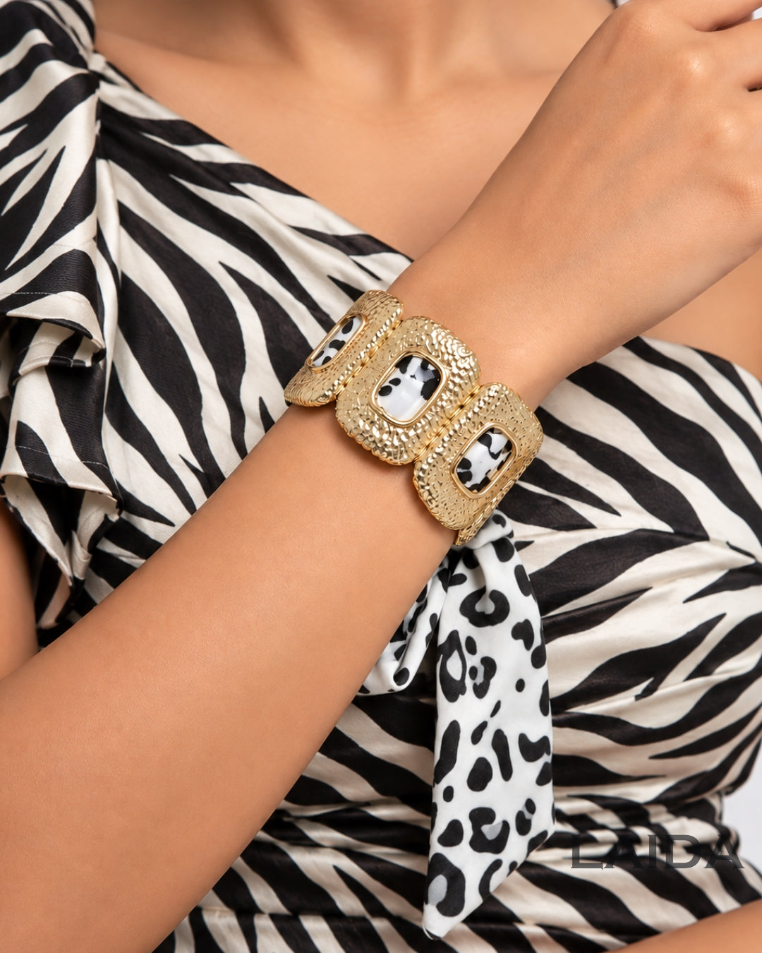 Zebra Print Textured Scarf Bracelet