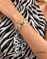 Retro Zebra Print Scarf Bracelet