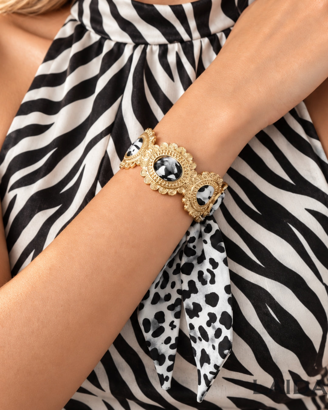 Retro Zebra Print Scarf Bracelet