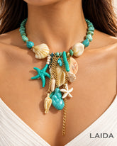Turquoise Ocean Beach Charm Necklace