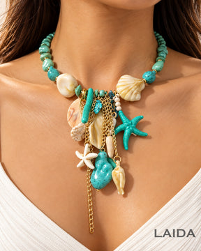 Turquoise Ocean Beach Charm Necklace