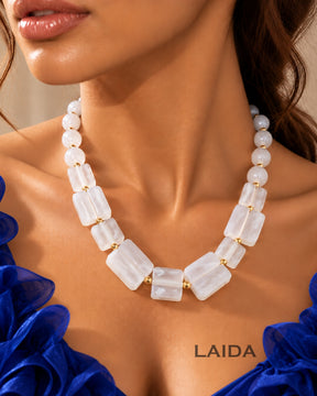 White Acrylic Statement Necklace With Earrings
