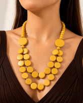 Two - Layered Yellow Wooden Necklace