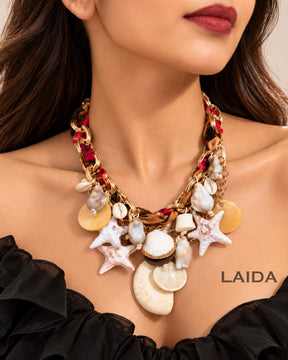 Ocean Beach Charm Scarf Necklace