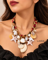 Ocean Beach Charm Scarf Necklace