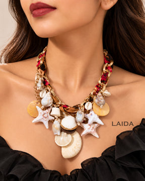 Ocean Beach Charm Scarf Necklace
