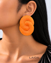 Ombre Orange Twisted Ripple Drop Earrings
