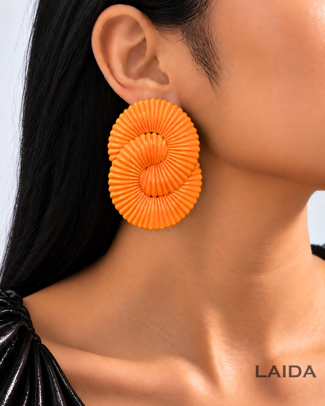 Ombre Orange Twisted Ripple Drop Earrings