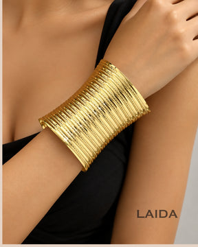 Golden Stripe Texture Cuff Bracelet