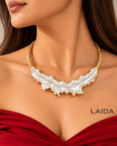 White Resin Textured Hasli Necklace